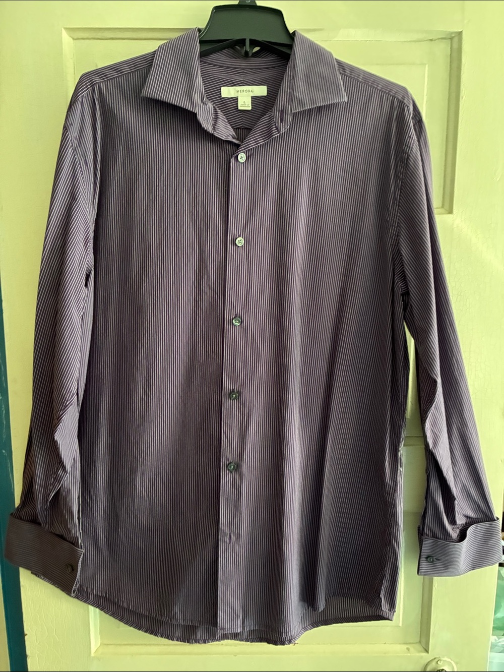 Merona purple pinstripe dress shirt, L